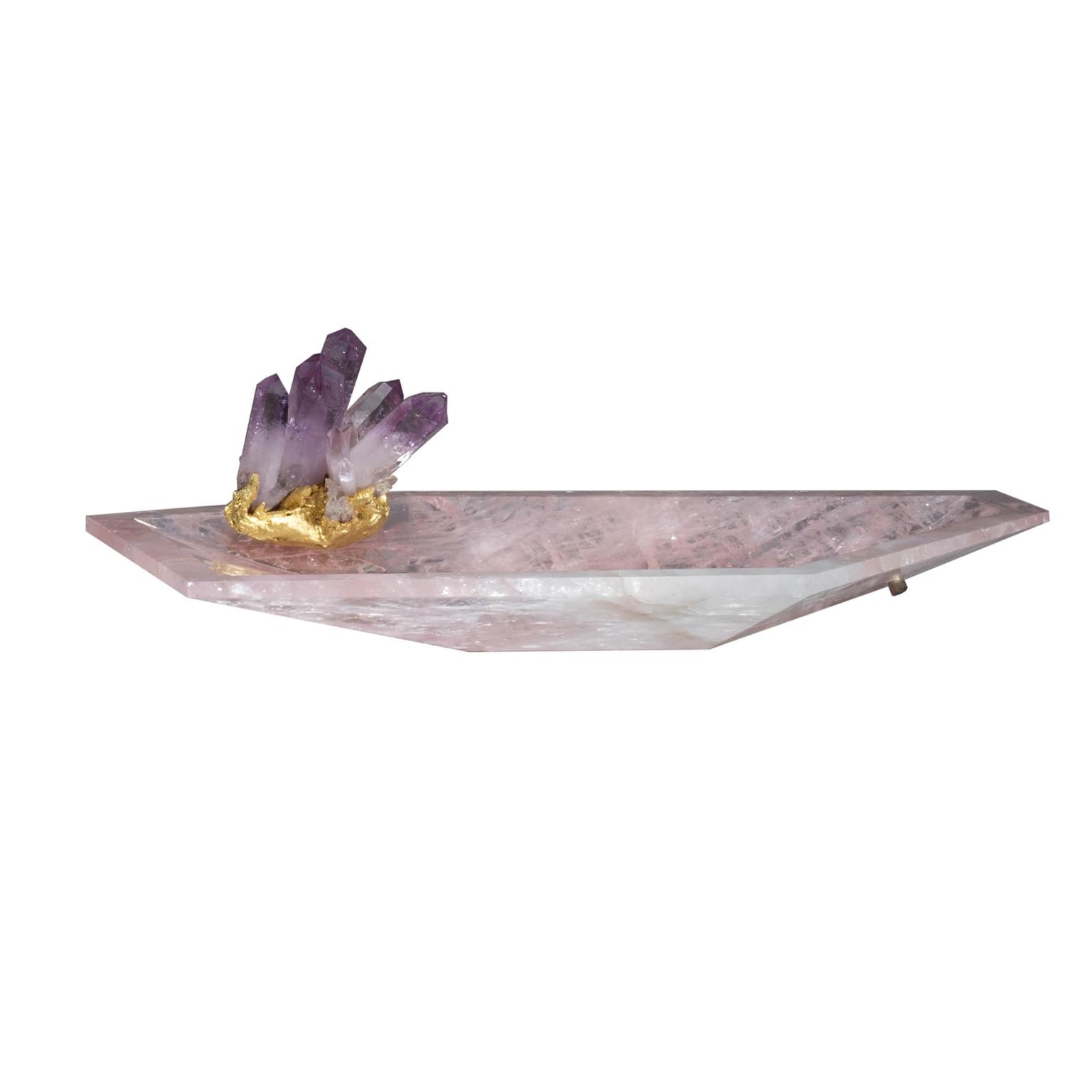 Studio Greytak 'Crystal Bling Bowl 4" Rose Quartz, Amethyst, Topaz & Sugilite For Sale