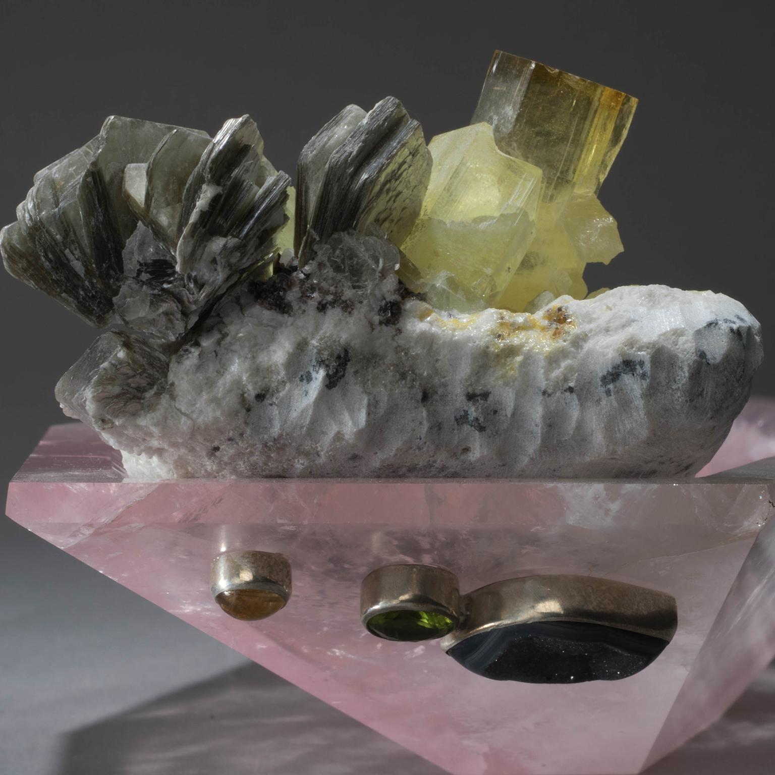 Studio Greytak 'Crystal Bling Bowl 6' Rose Quartz, Agate, Beryl & Muscovite 4