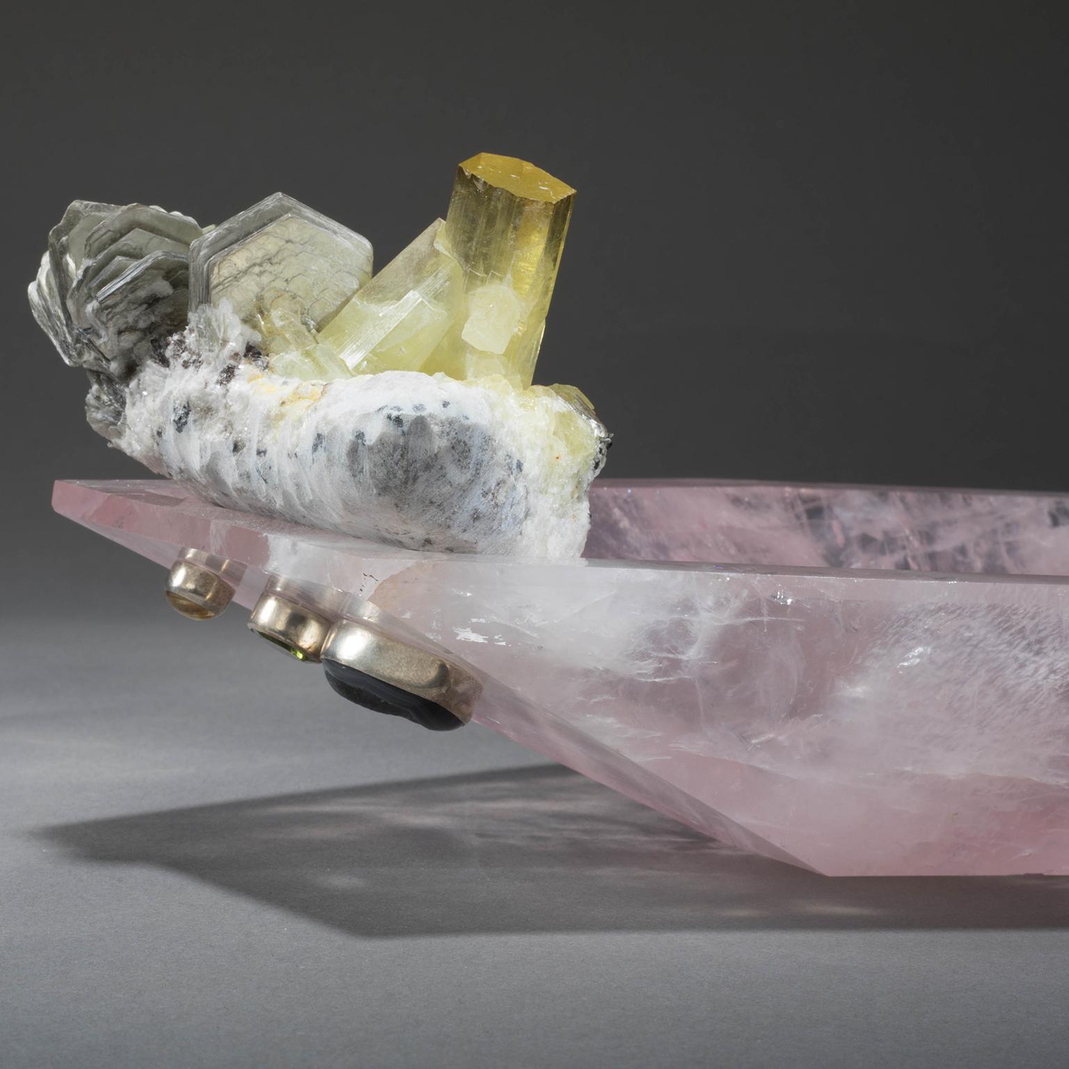 Studio Greytak 'Crystal Bling Bowl 6' Rose Quartz, Agate, Beryl & Muscovite 2