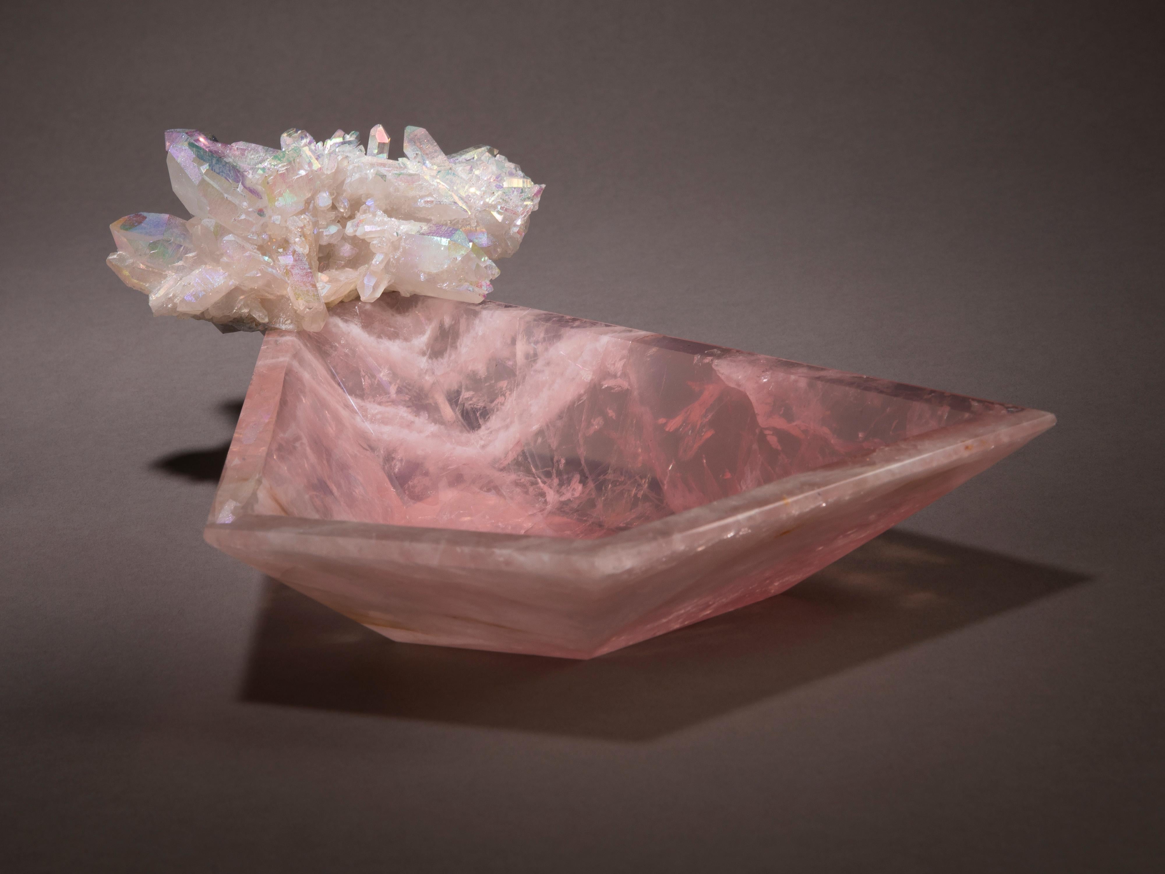 Studio Greytak Crystal Bling Bowl, Aura Quartz & Rose Quartz For Sale 4