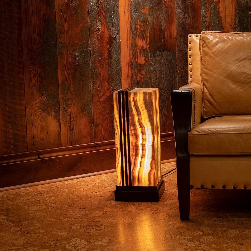 Studio Greytak 'Deco Glo' Lamp - Table in Bronze and Aragonite 'Onyx' 1