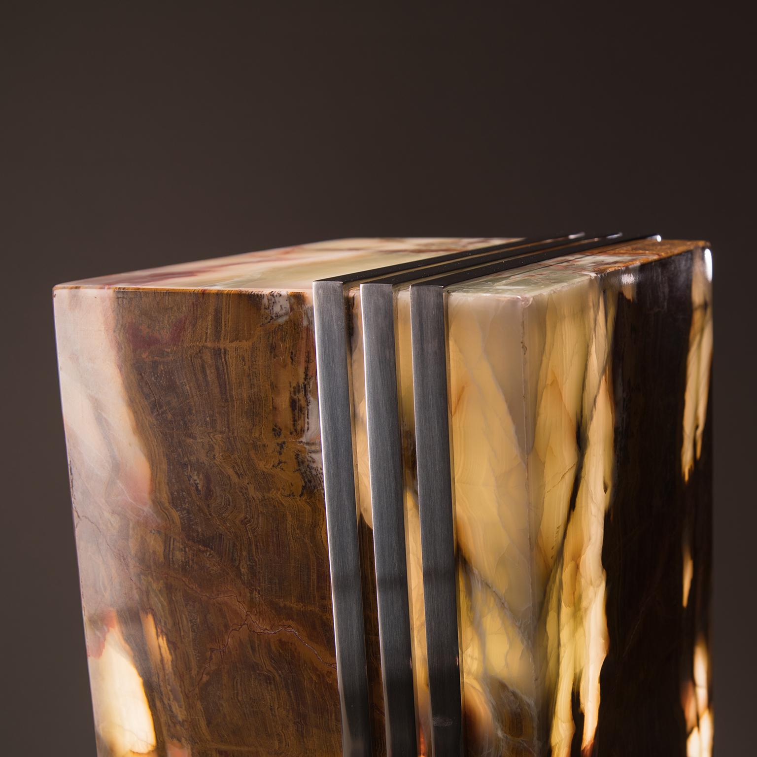Studio Greytak 'Desert Deco Glo 2' Green and Brown Aragonite and Stainless Steel In New Condition In Missoula, MT