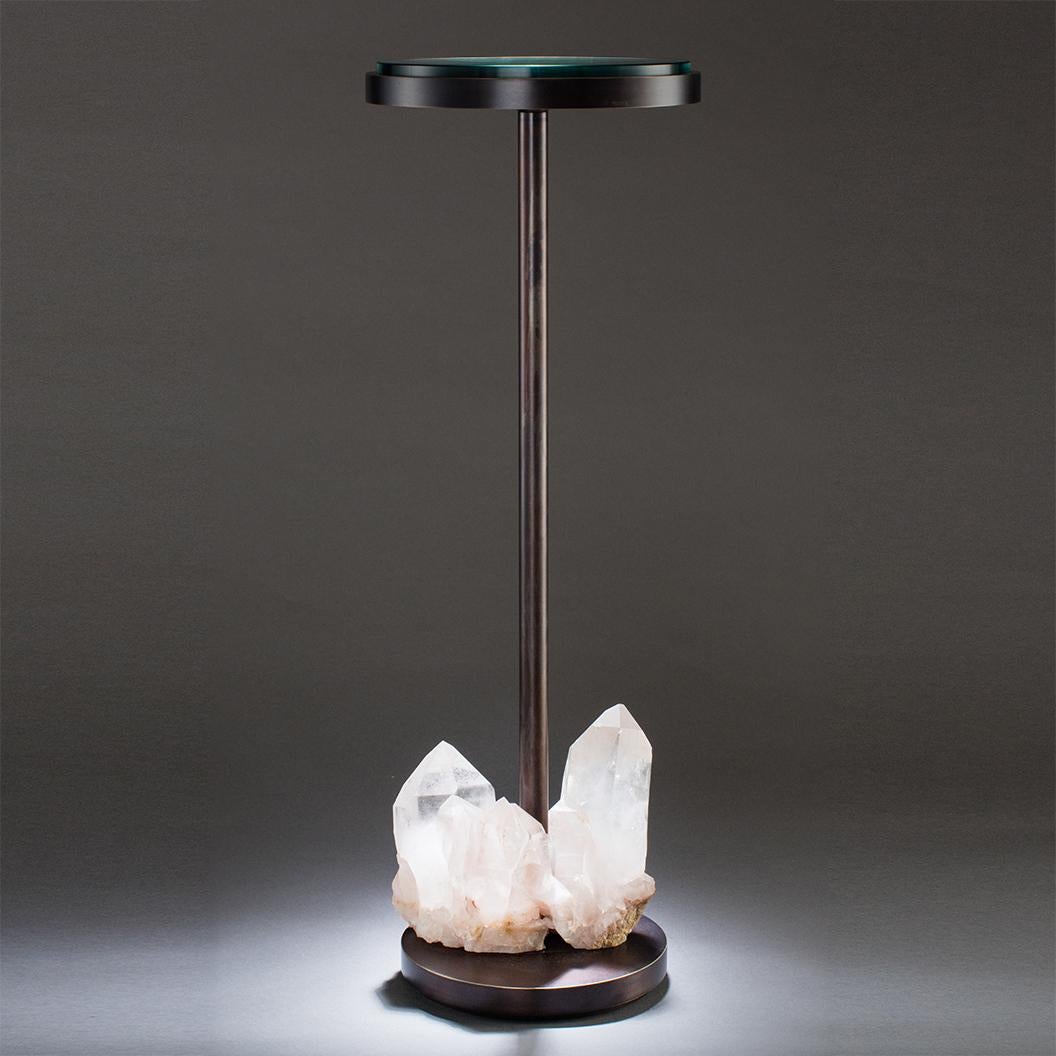 Patinated Studio Greytak 'Havana Table 4'  Himalayan Quartz & Bronze Occasional Table For Sale