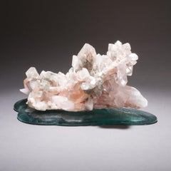 Studio Greytak 'Himalayan Quartz on Cast Glass' Pink Quartz and Green Cast Glass