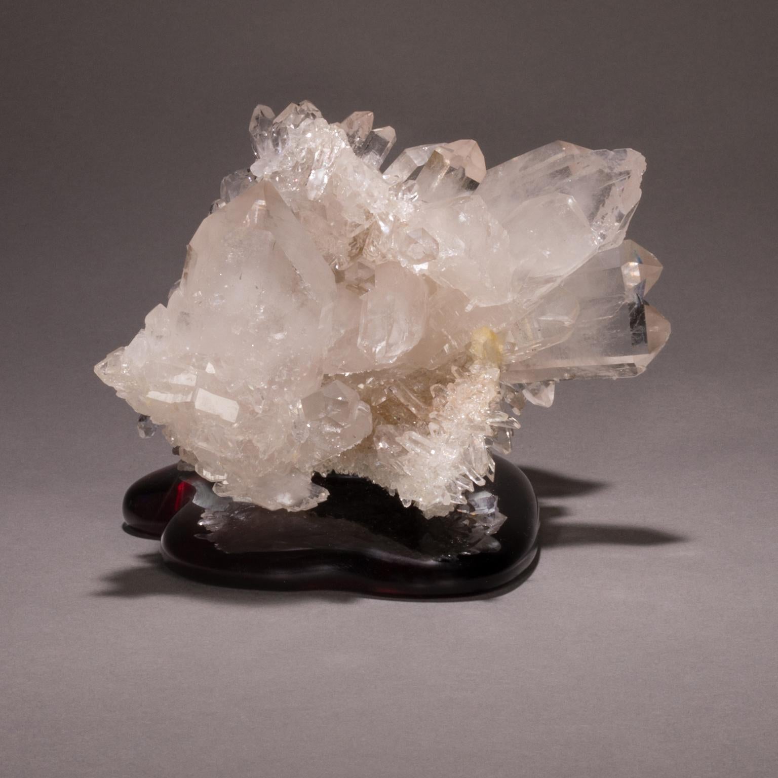 Studio Greytak 'Himalayan Quartz on Cast Glass' White Quartz on Red Art Glass In New Condition For Sale In Missoula, MT