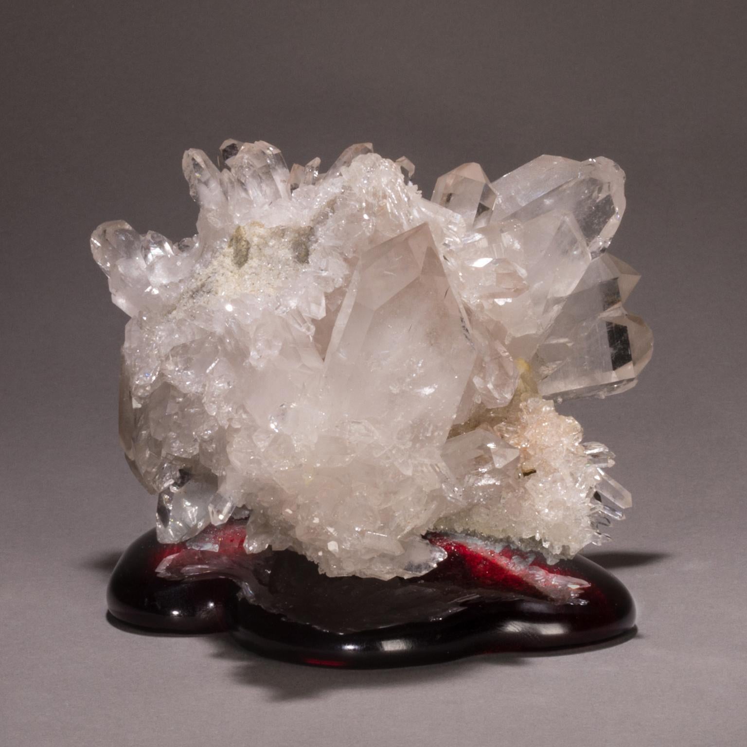 Contemporary Studio Greytak 'Himalayan Quartz on Cast Glass' White Quartz on Red Art Glass For Sale