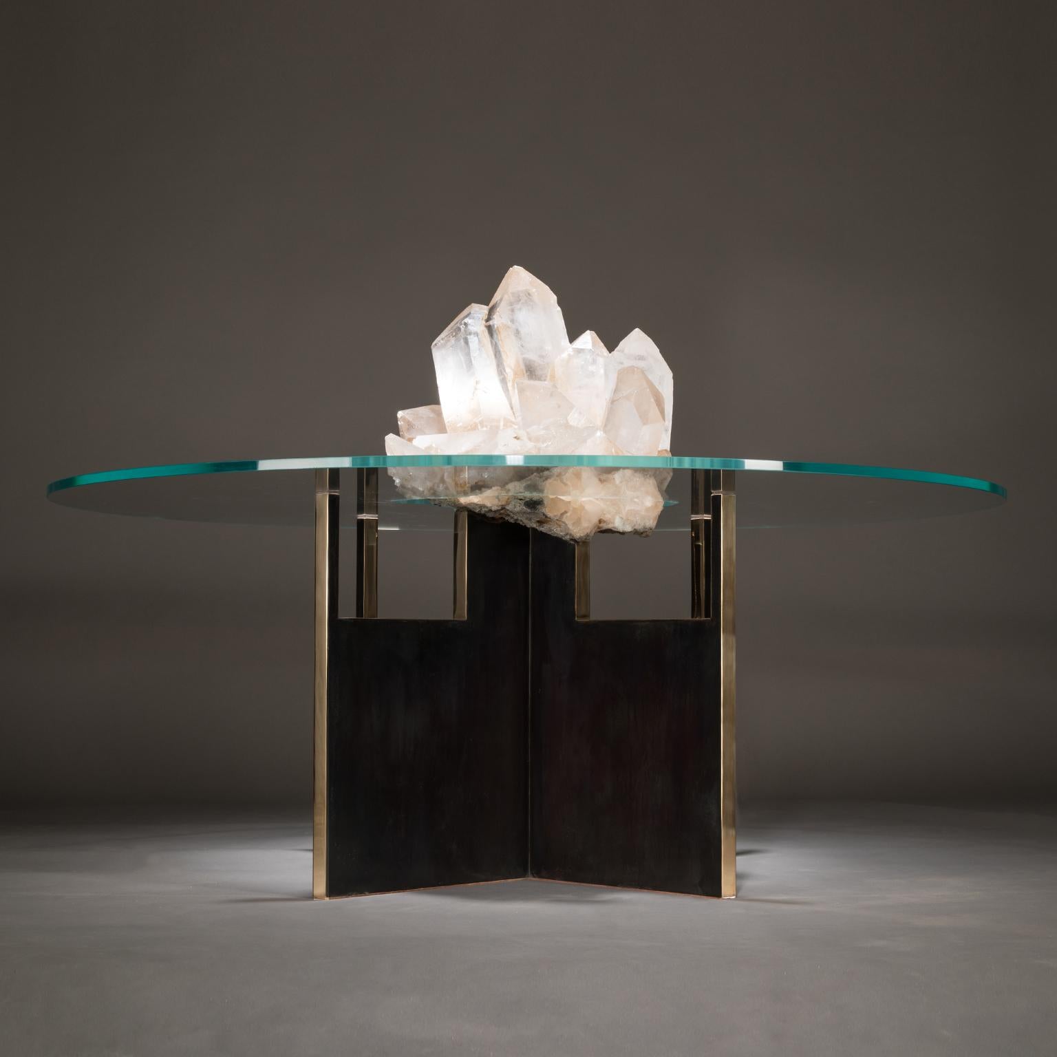 ICEBERG TABLE 4

Studio Greytak pays homage to the mighty mountains of ice with Iceberg Table 4. A series of broad prisms, each crossed with faint parallel lines reach skyward through a sea of glass. Respectfully acquired by a local family who dug