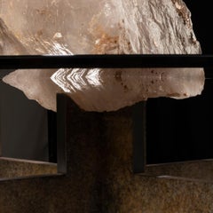 Studio Greytak "Iceberg Table 5" Alligator Quartz, Iron Patina, Smoky Glass