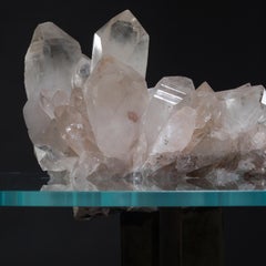Studio Greytak 'Iceberg Table 6' Himalayan Quartz, Solid Bronze, Monkey Pod Wood