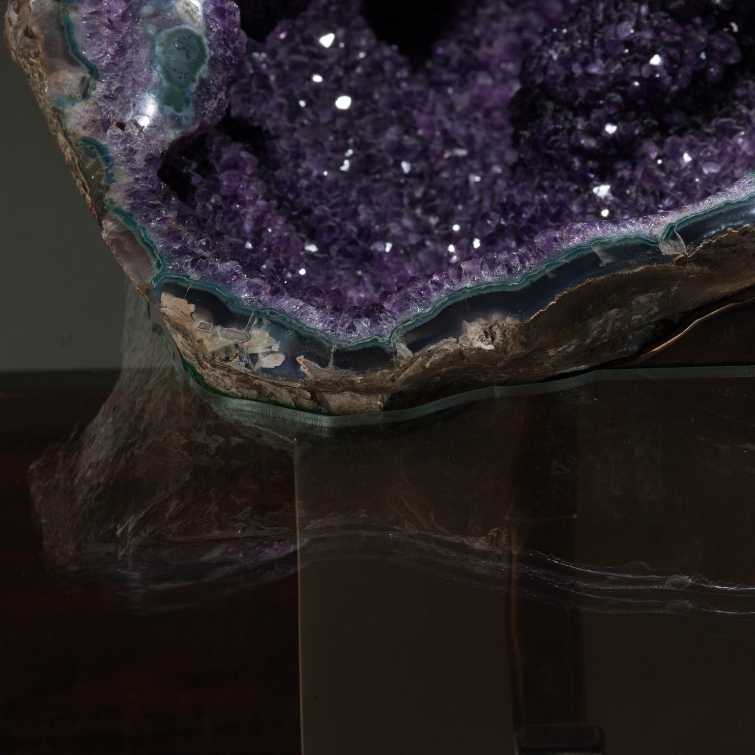 Modern Studio Greytak 'Iceberg Table 1' with Amethyst, Polished Bronze, and Burl Walnut For Sale