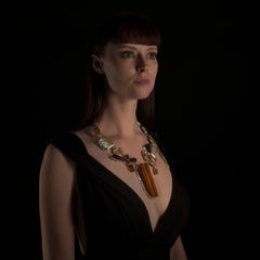 Studio Greytak 'Jade Tiger Necklace' Tigers Eye, Jade, Amber, Opal, & 14kt Gold