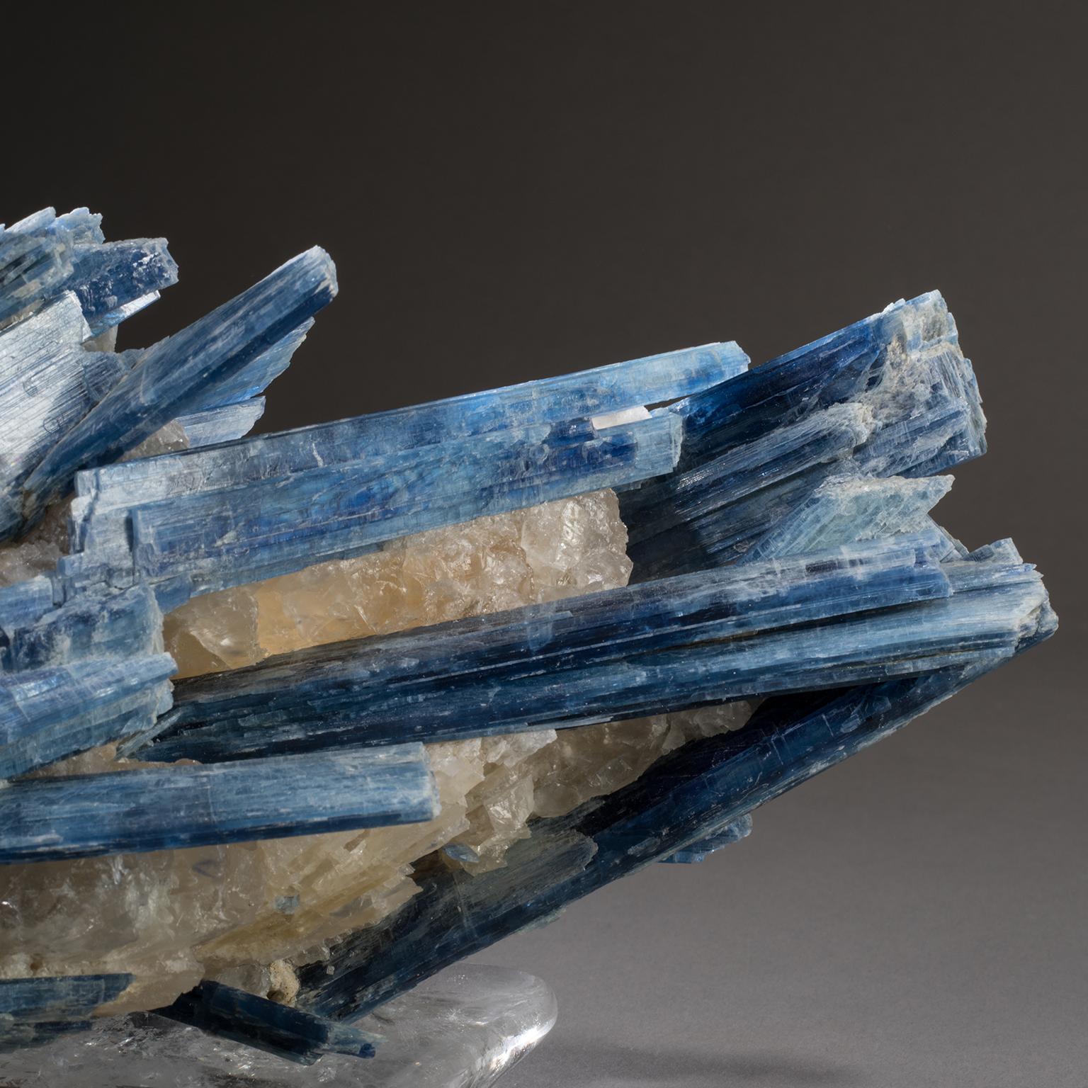 Contemporary Studio Greytak 'Kyanite on Crystal Base' Blue Kyanite and Clear Quartz