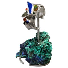 Studio Greytak 'Lapis Cuff on Azurite' with Lapis Lazuli, Ammolite and Fire Opal