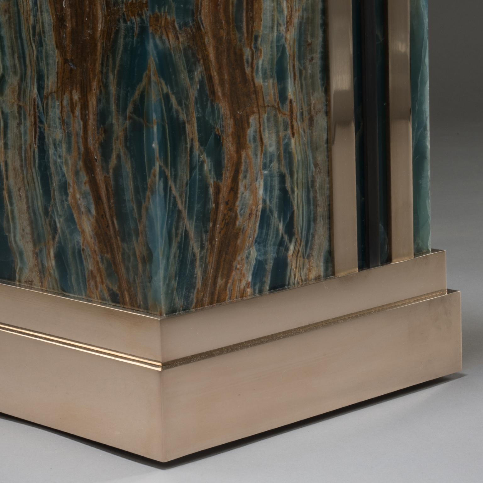 Studio Greytak 'Large Blue Lemans Glo' Blue, Green, & Brown Aragonite & Bronze In New Condition In Missoula, MT