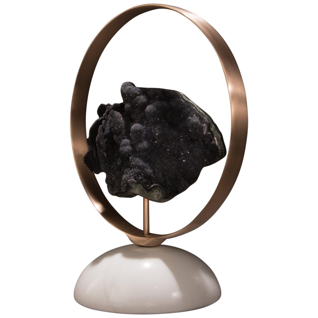 Studio Greytak 'Loop' Moving Sculpture with Yule Marble, Bronze & Black Amethyst For Sale