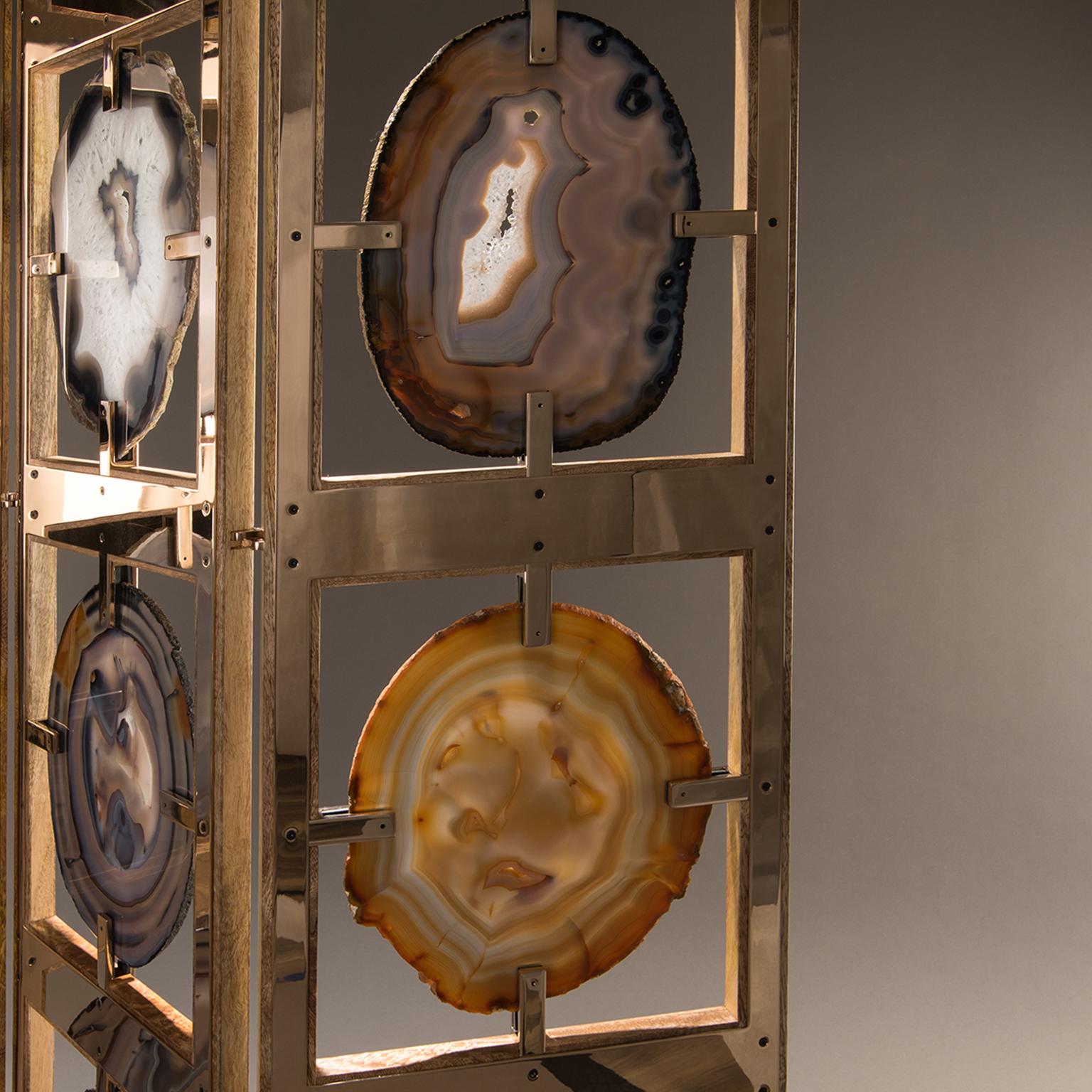 Studio Greytak 'Mango Glacier Screen' Brazilian Agates, Bronze & Mango Wood For Sale 5