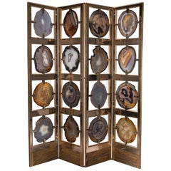 Studio Greytak 'Mango Glacier Screen' Brazilian Agates, Bronze & Mango Wood