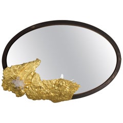 Studio Greytak 'Mirror 3' With Gold Leafed Montana Pine and Colombian Crystal