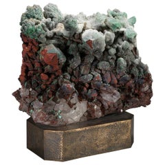 Studio Greytak 'Moroccan Quartz on Bronze Base' Green, Red, and Clear Quartz