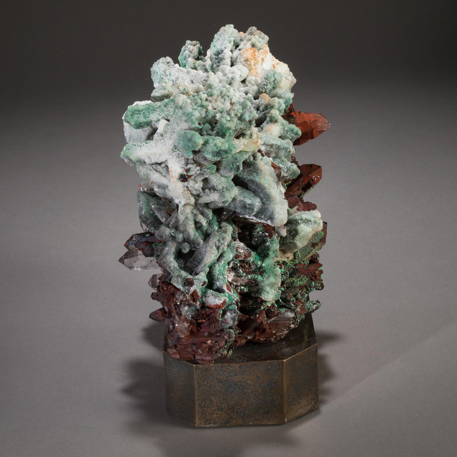 Studio Greytak 'Moroccan Quartz on Bronze Base' Green, Red, and Clear Quartz In New Condition For Sale In Missoula, MT