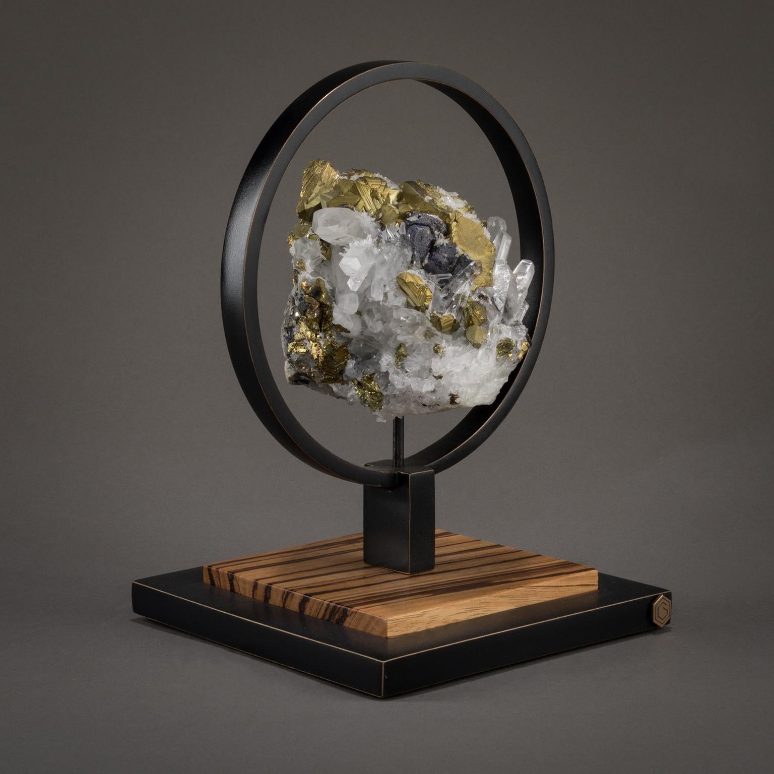 Modern Studio Greytak 'Ouroboros 11' Bronze, Quartz, Sphalerite, and Chalcopyrite For Sale