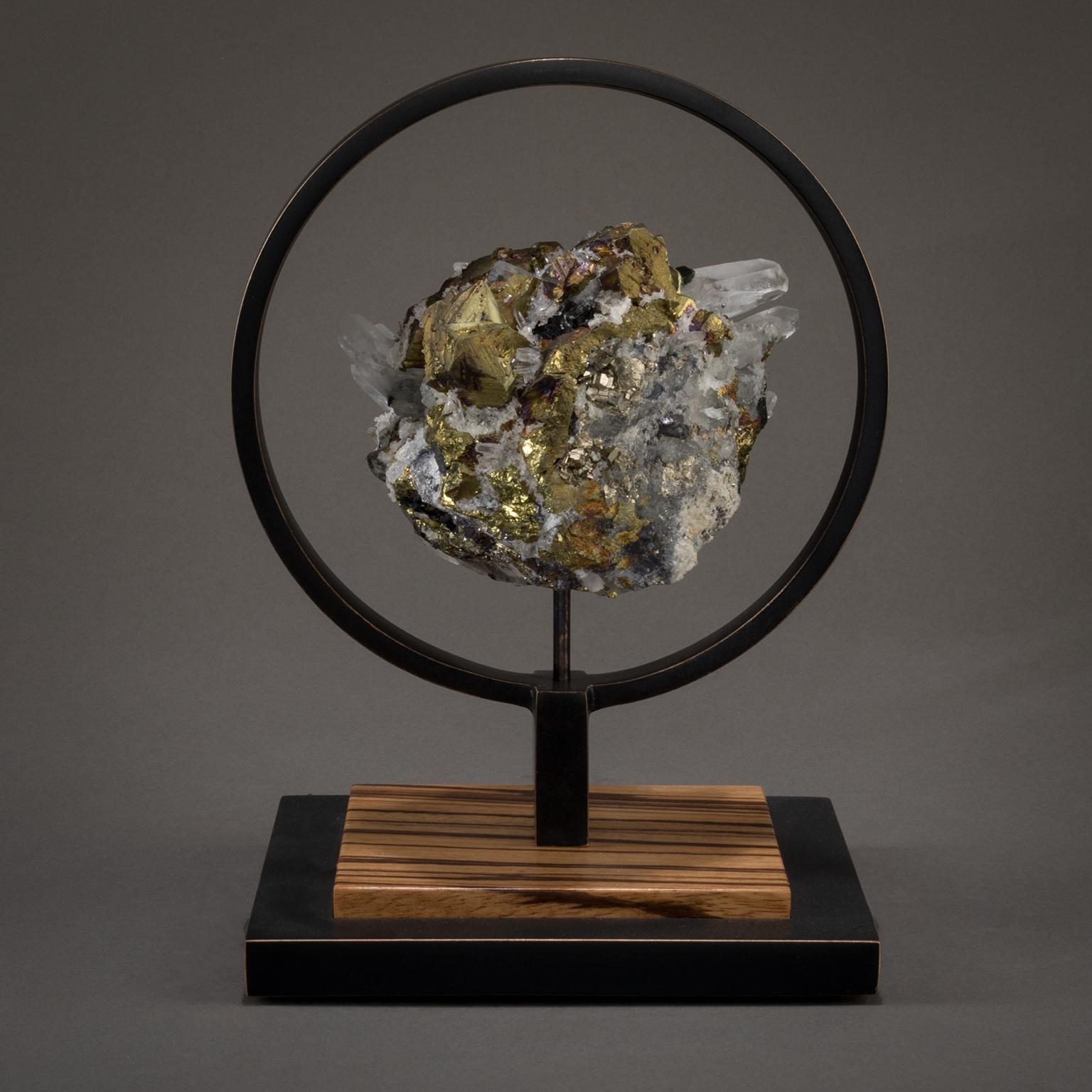 American Studio Greytak 'Ouroboros 11' Bronze, Quartz, Sphalerite, and Chalcopyrite For Sale