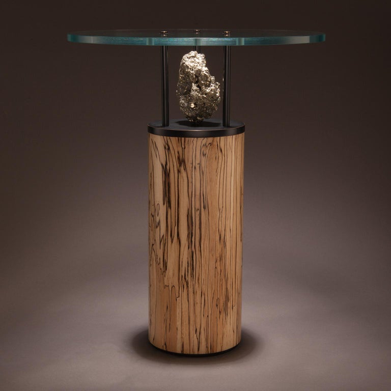 Studio Greytak 'Peekaboo Table 5' Natural Pyrite, Spalted Maple and Bronze For Sale 5