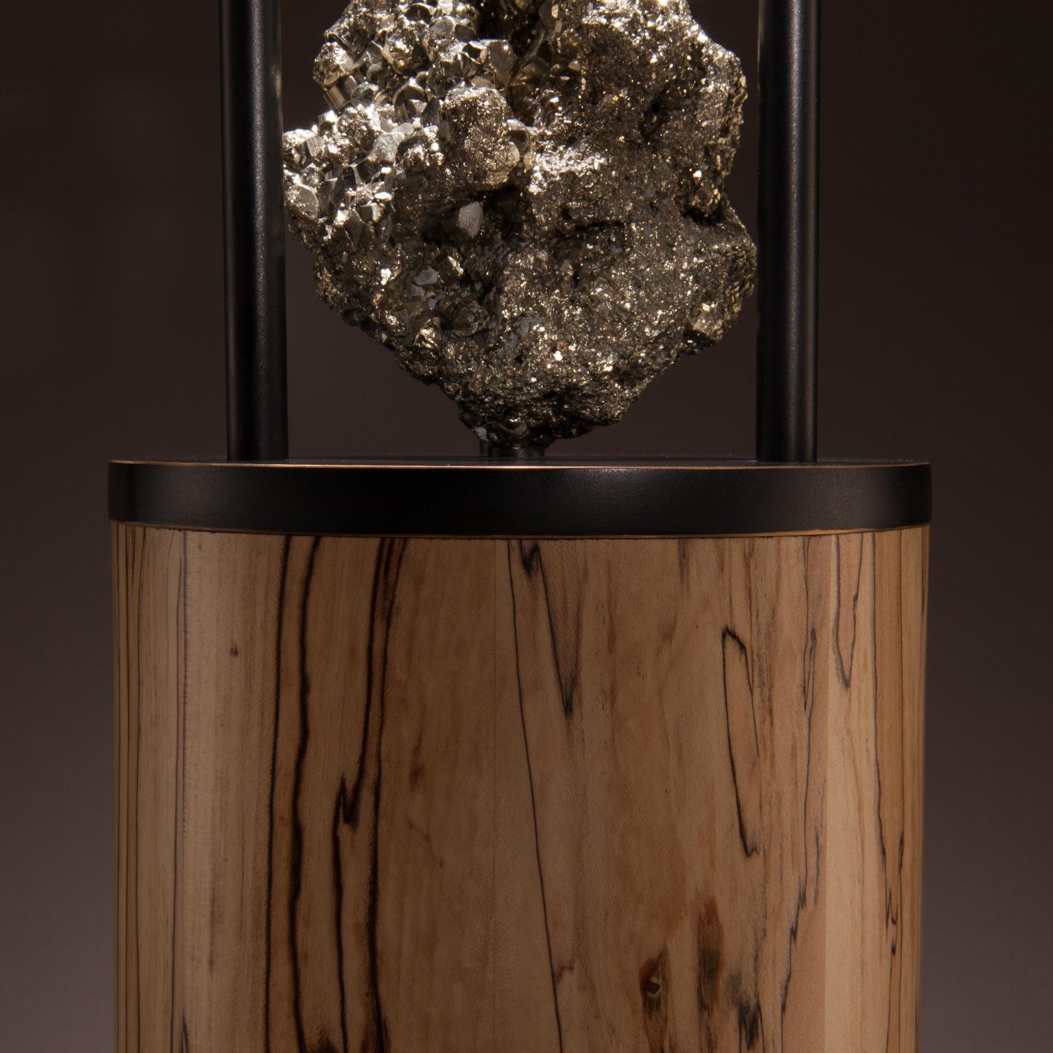 Modern Studio Greytak 'Peekaboo Table 5' Natural Pyrite, Spalted Maple and Bronze For Sale