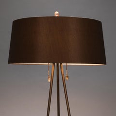Studio Greytak "Pyramid Lamp 4" Petrified Wood, Bronze and Quartz Table Lamp