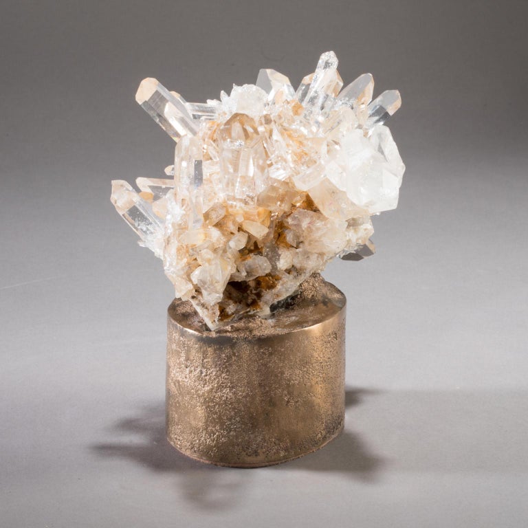 Studio Greytak 'Quartz on Bronze Base' Clear Quartz and Bronze Pedestal