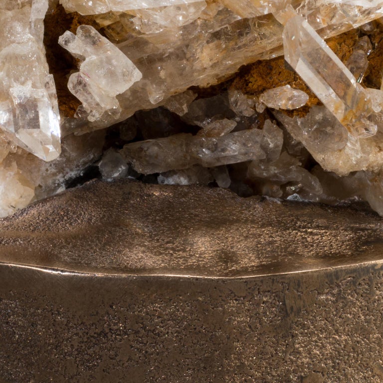 Studio Greytak 'Quartz on Bronze Base' Clear Quartz and Bronze Pedestal