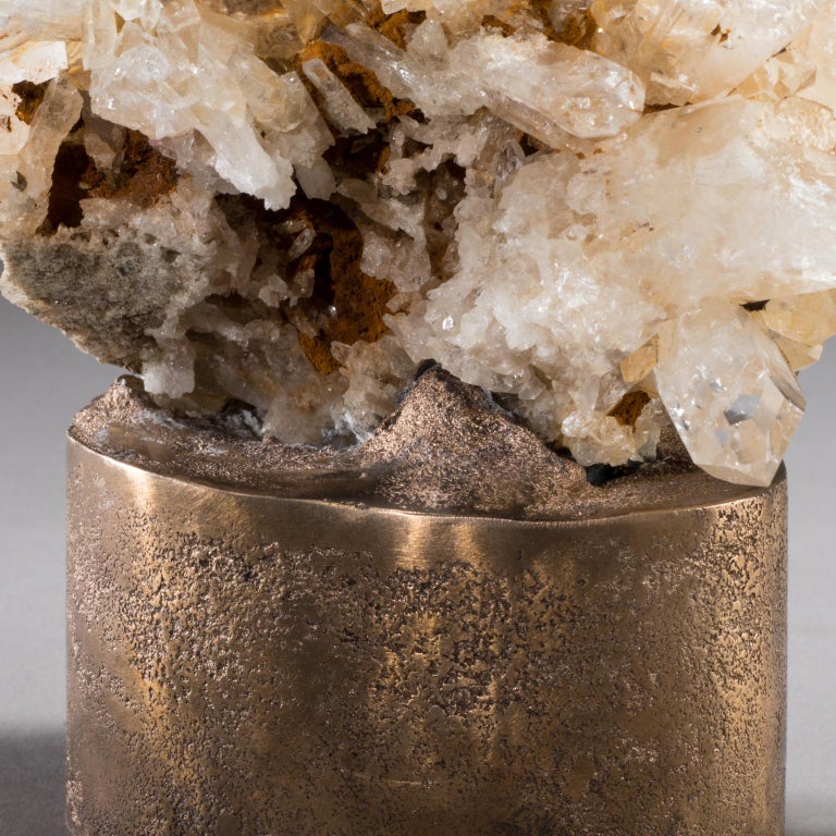 Studio Greytak 'Quartz on Bronze Base' Clear Quartz and Bronze Pedestal