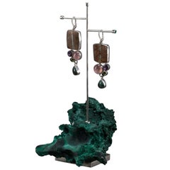 Studio Greytak 'Royston Turquoise Earrings on Malachite' Emerald & Rose Quartz