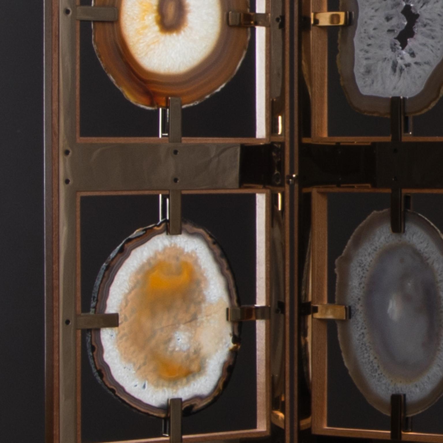 Studio Greytak 'Silk Oak Glacier Screen' Brazilian Agate, Bronze & Silk Oak Wood For Sale 7