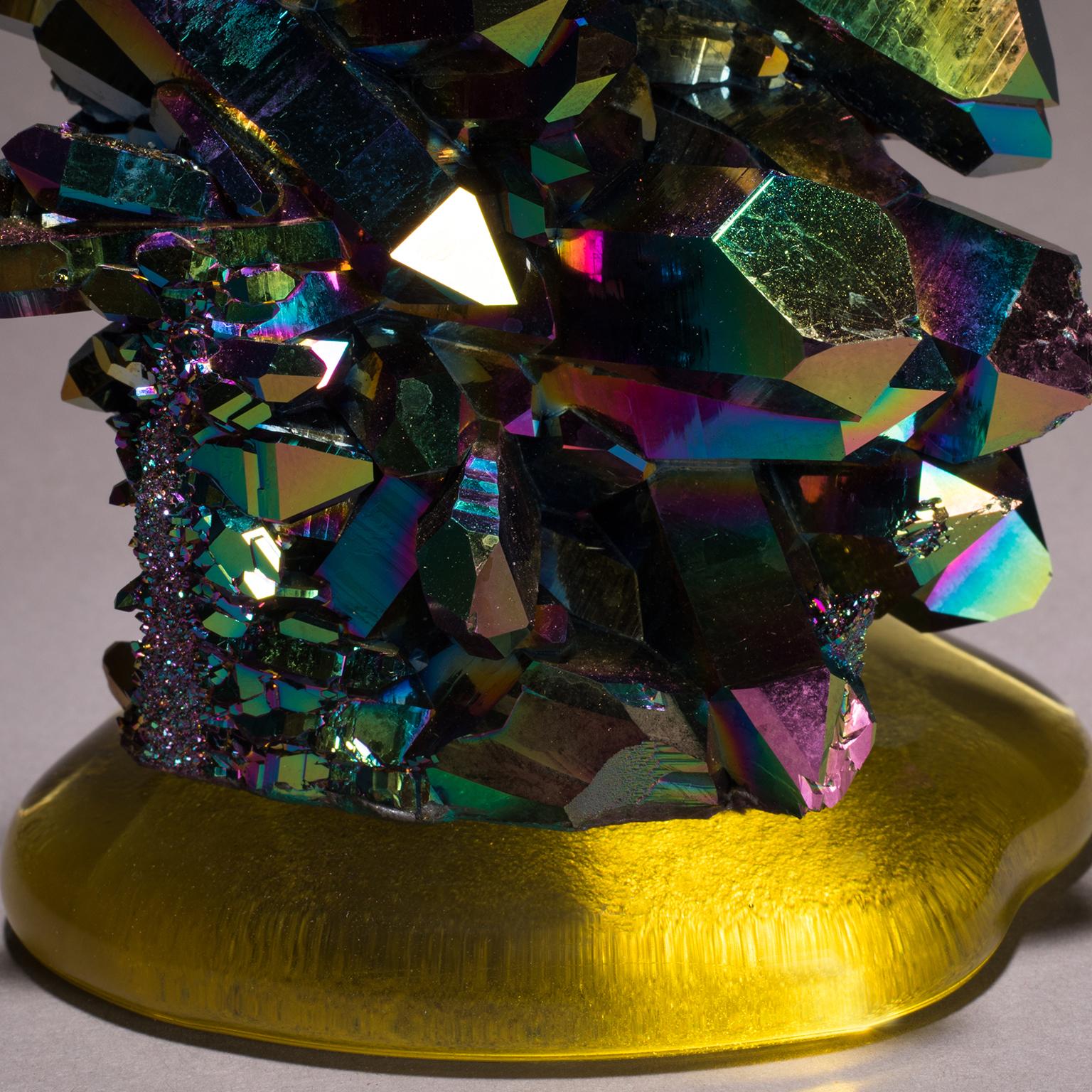 Studio Greytak 'Titanium Quartz on Cast Glass' Iridescent Quartz & Yellow Glass 4