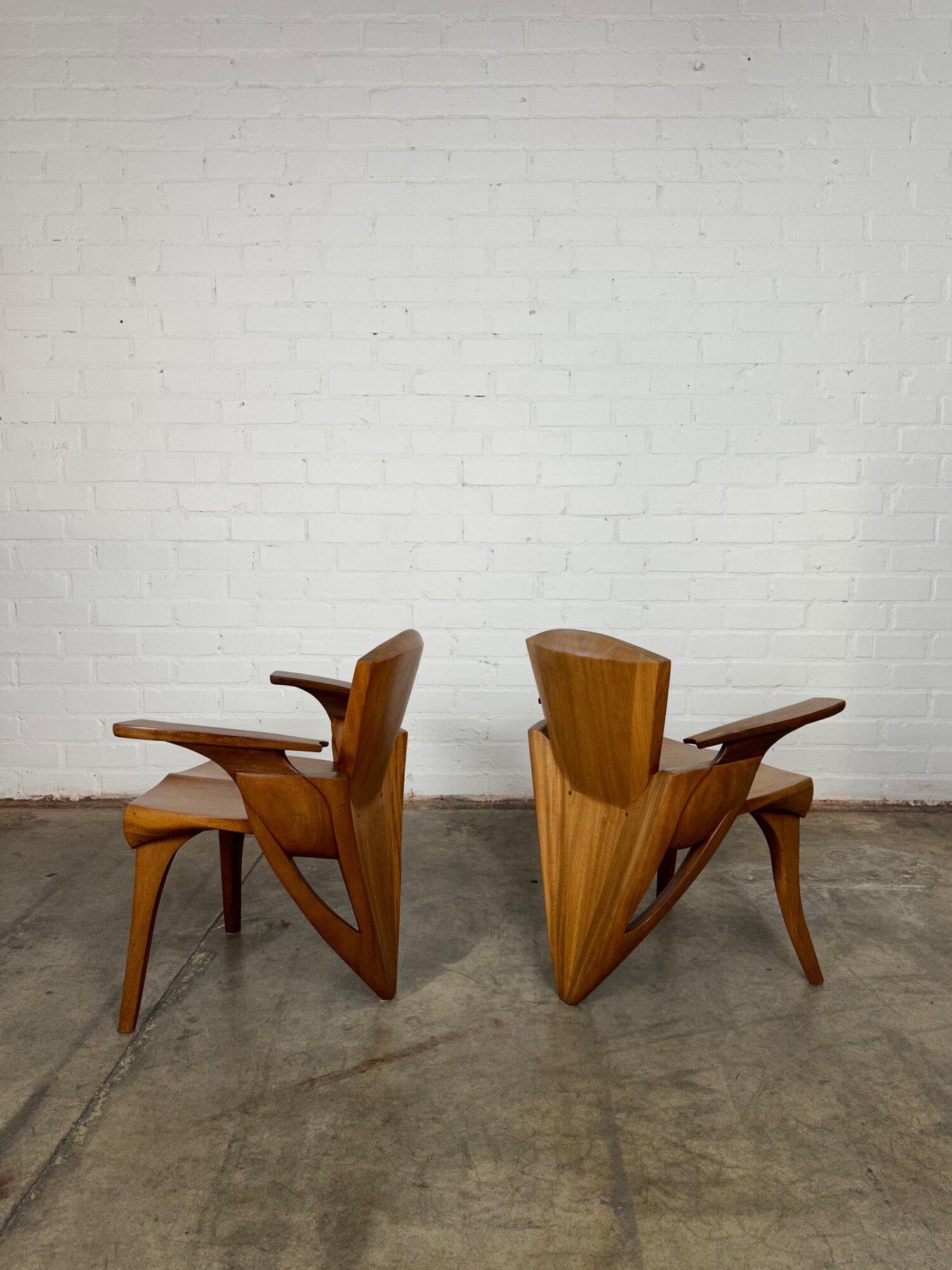 Studio handcrafted Side chairs -pair In Good Condition For Sale In Los Angeles, CA