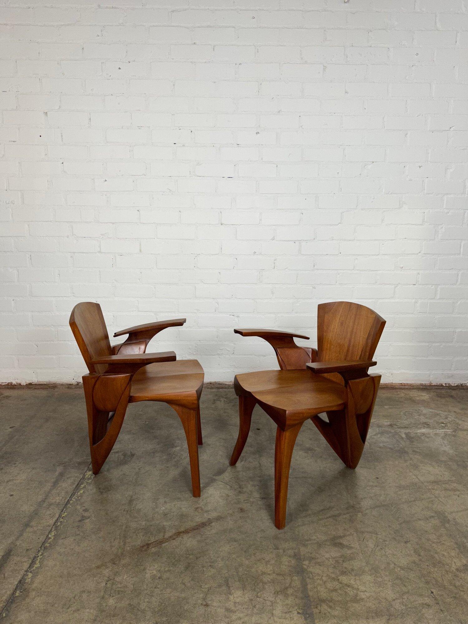 Late 20th Century Studio handcrafted Side chairs -pair For Sale
