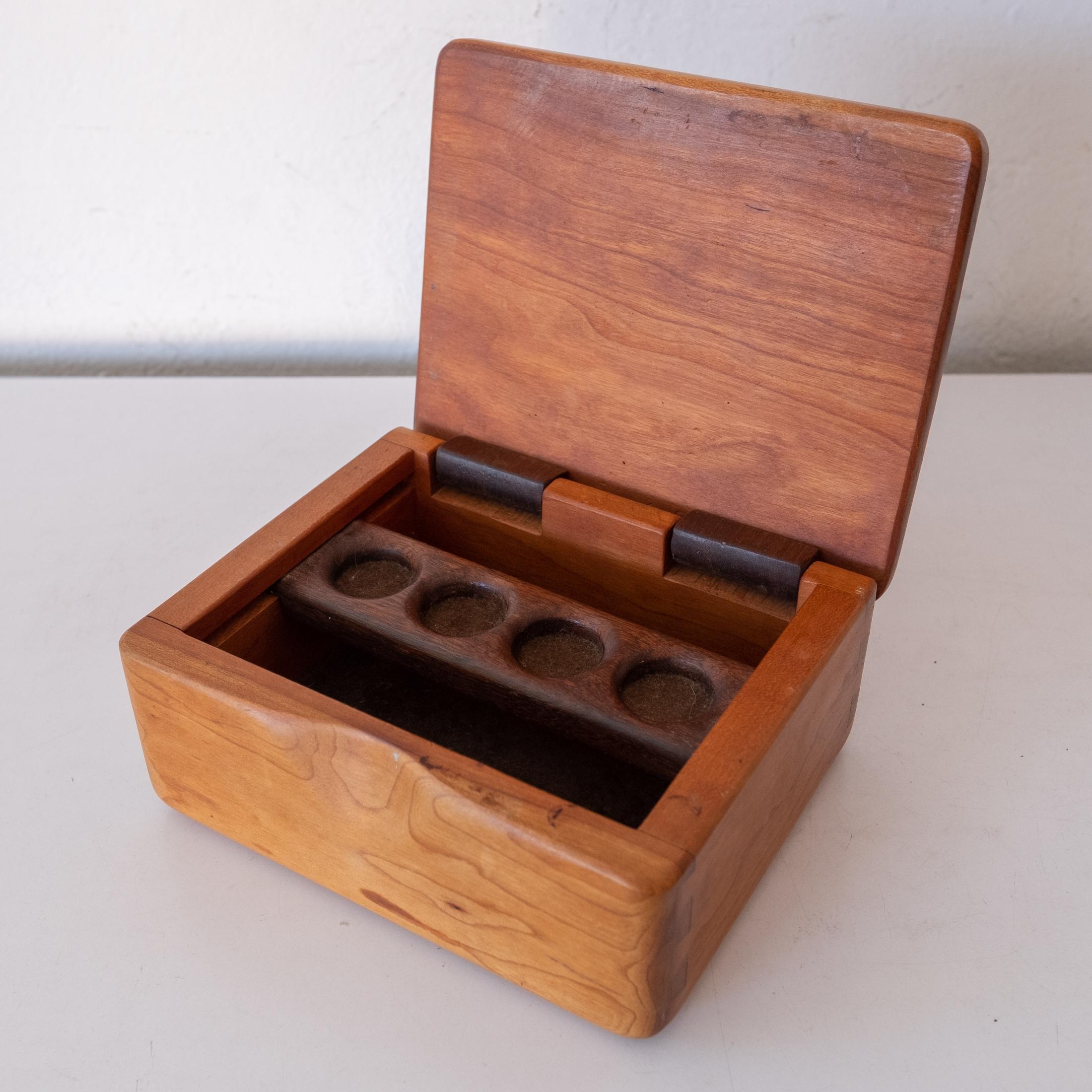 American Studio Handcrafted Wood Jewelry Box 1970s For Sale