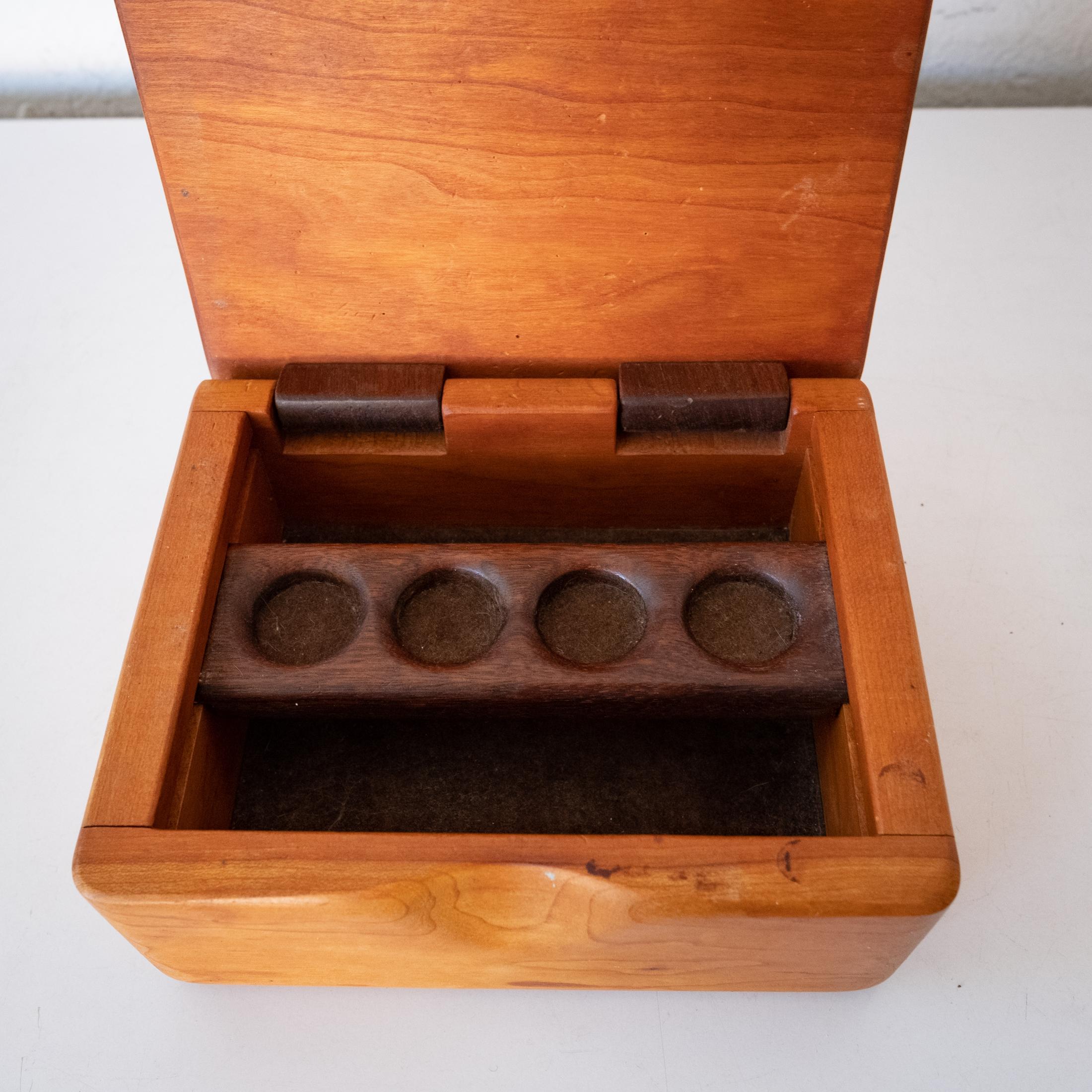 Late 20th Century Studio Handcrafted Wood Jewelry Box 1970s For Sale