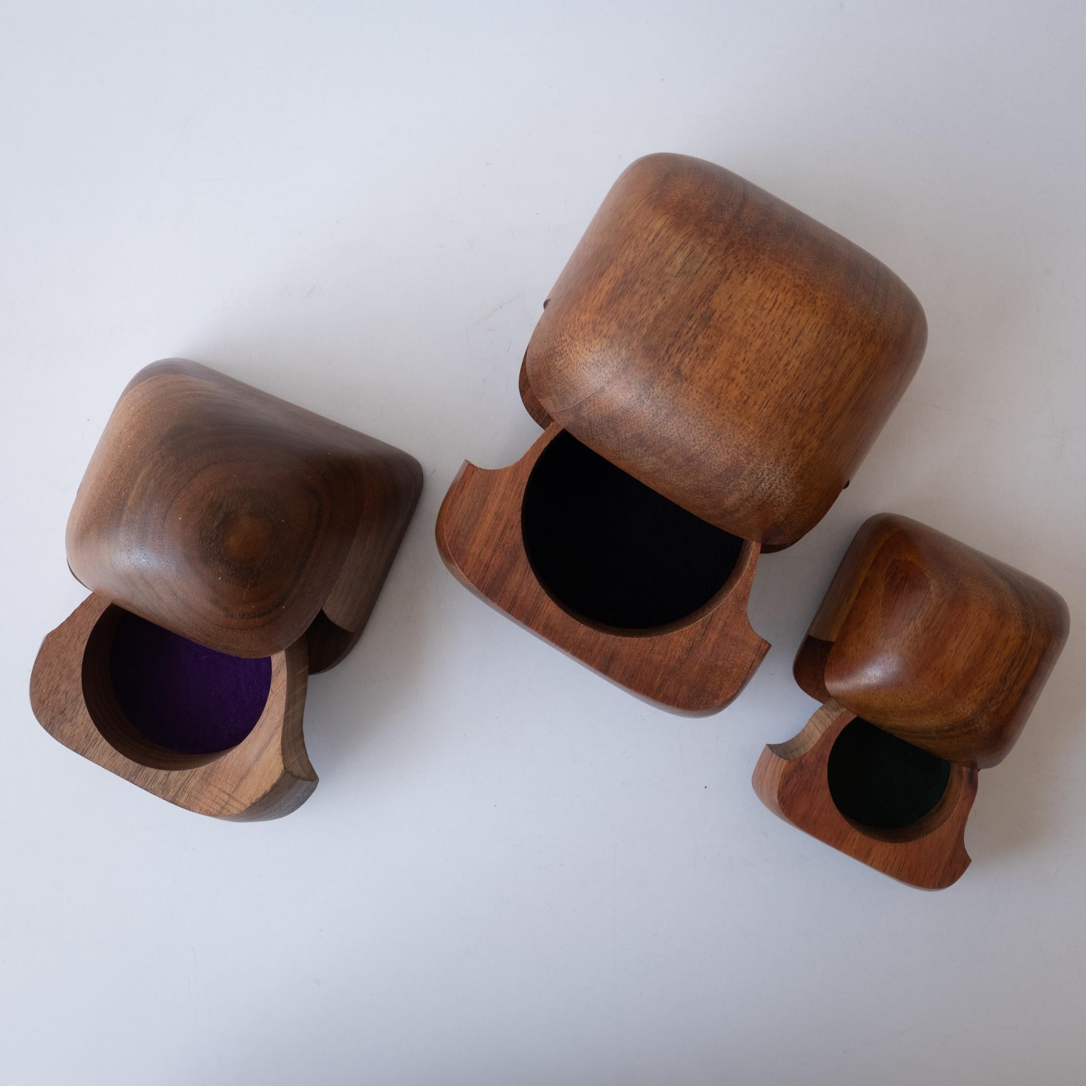 Mid-Century Modern Studio Handcrafted Wood Jewelry Boxes by Dean Santner, 1970s For Sale