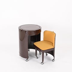 Studio Kastilia Silvi, Italian Brown Vanity Table with Yellow Seat, 1970s