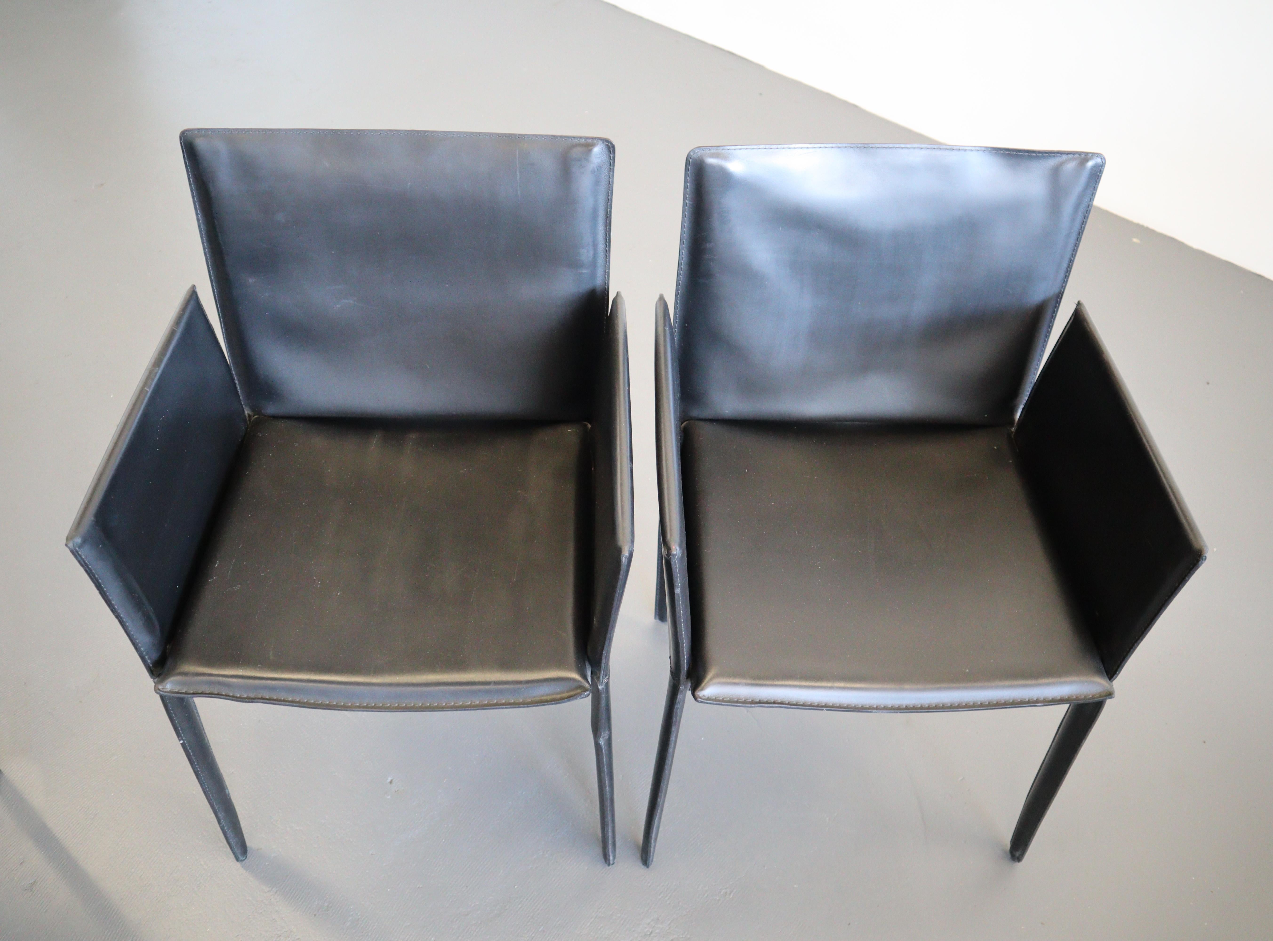 Studio Kronos Black Leather Cattelan Italia Dining Chairs For Sale 4
