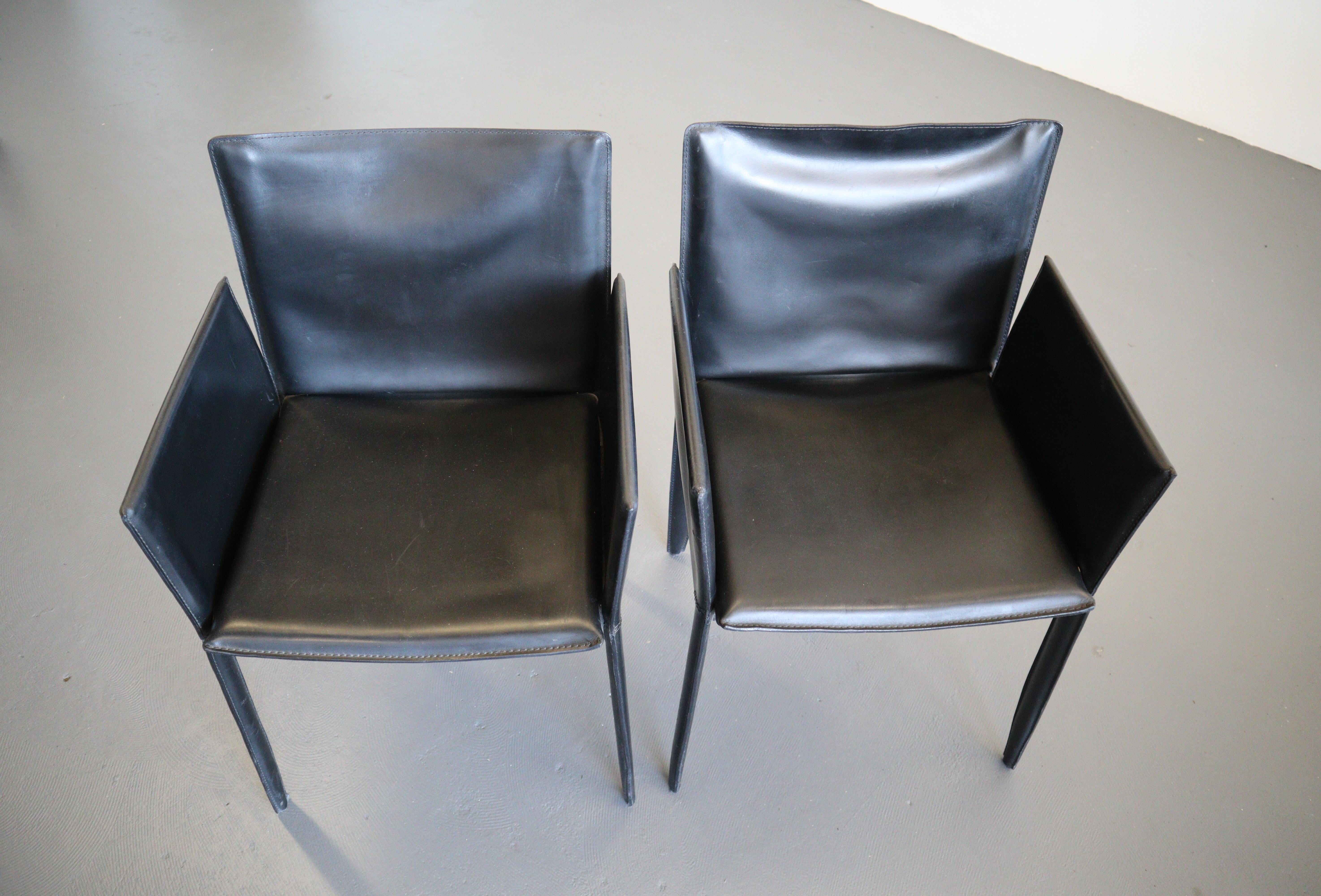 Studio Kronos Black Leather Cattelan Italia Dining Chairs For Sale 5