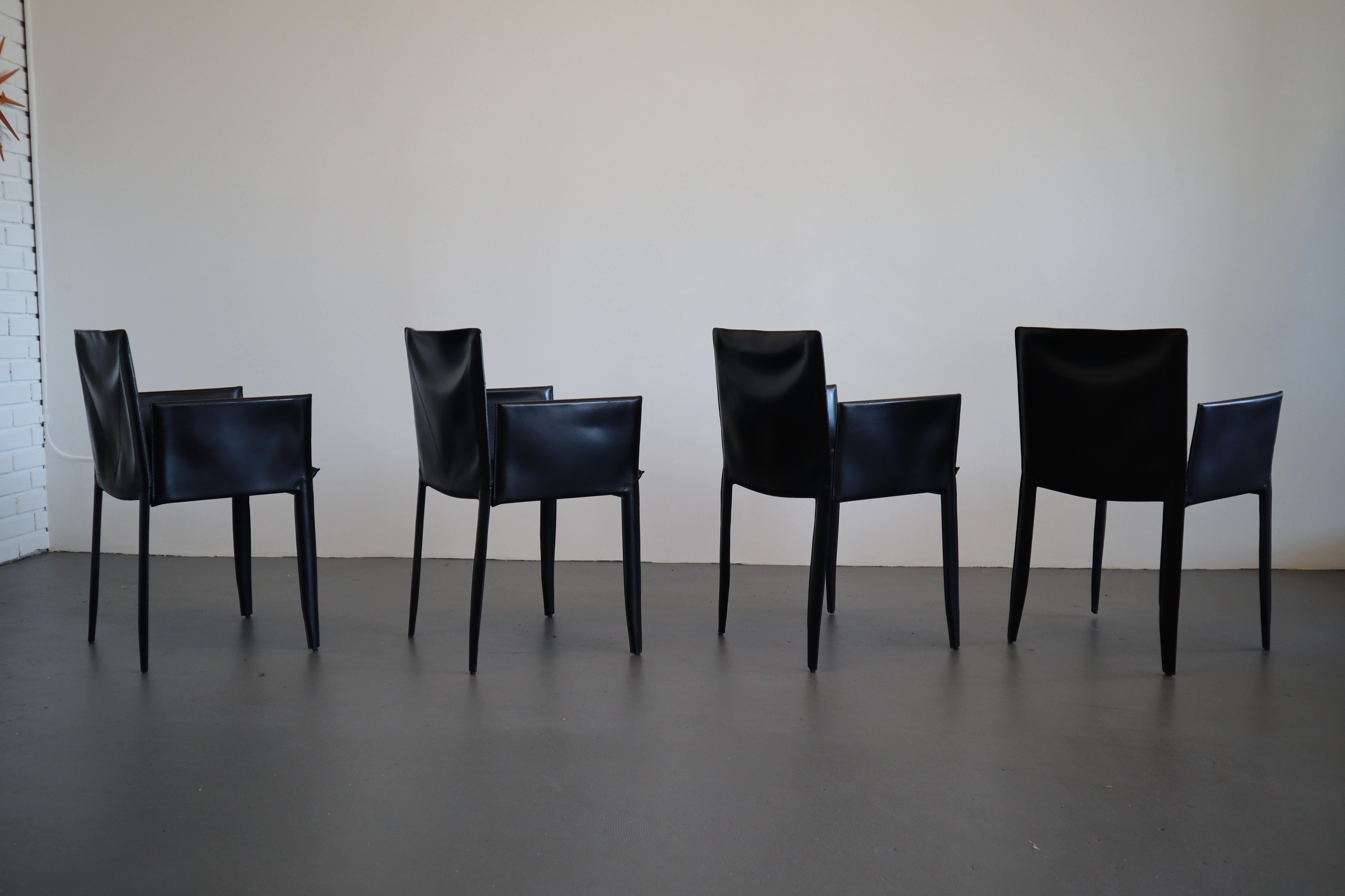 Modern Studio Kronos Black Leather Cattelan Italia Dining Chairs For Sale