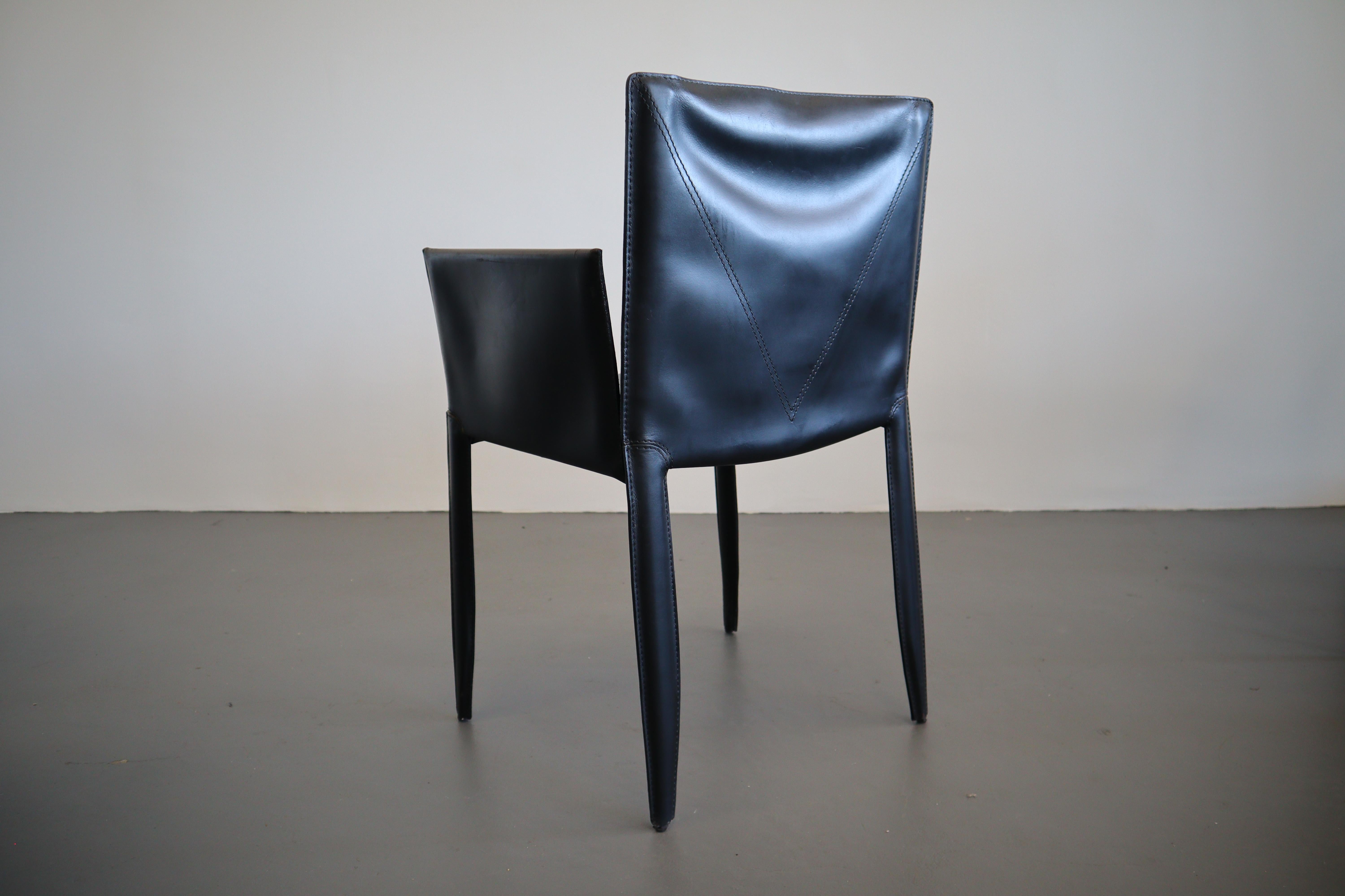 Studio Kronos Black Leather Cattelan Italia Dining Chairs In Good Condition For Sale In Long Beach, CA