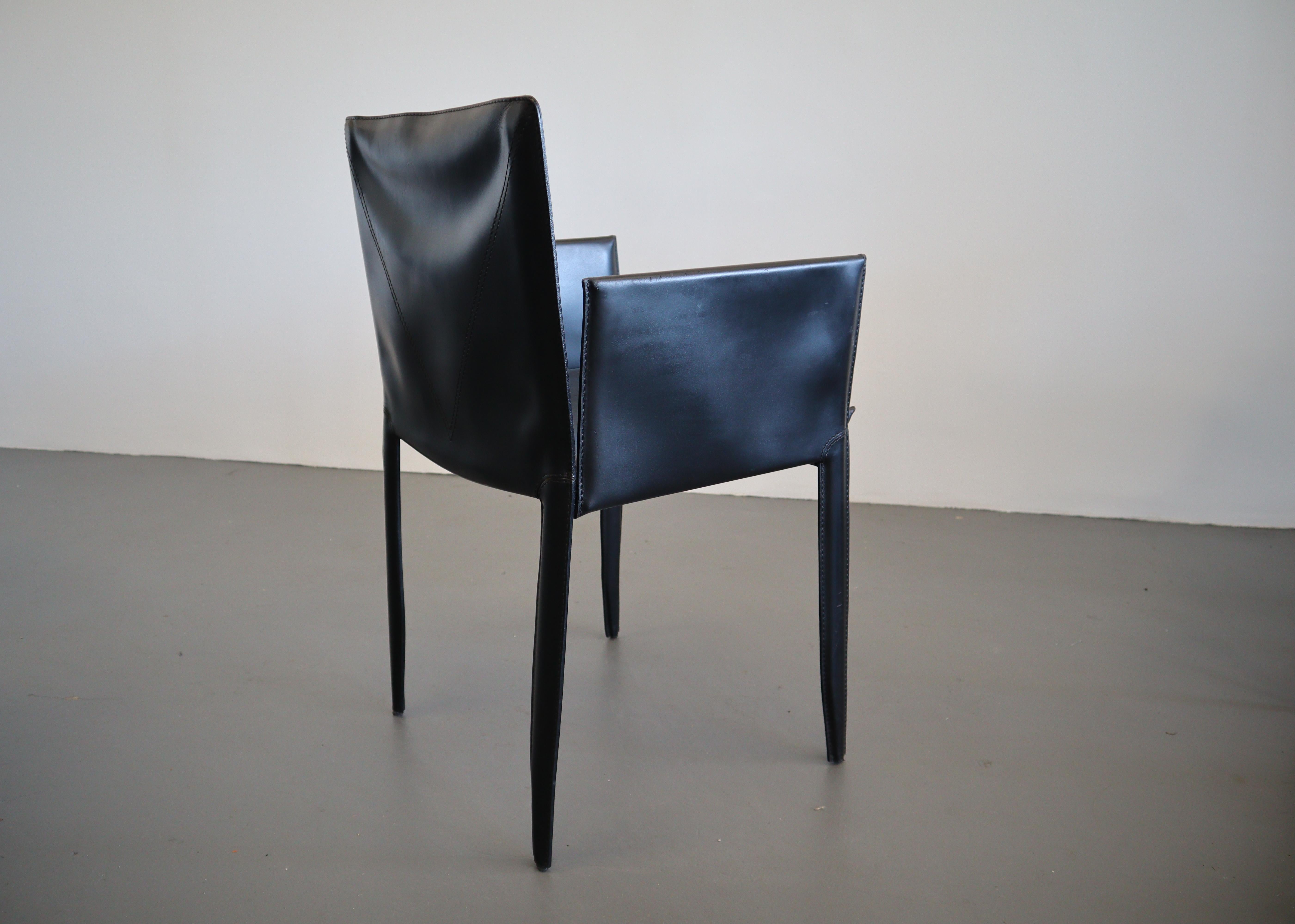 Studio Kronos Black Leather Cattelan Italia Dining Chairs For Sale 2