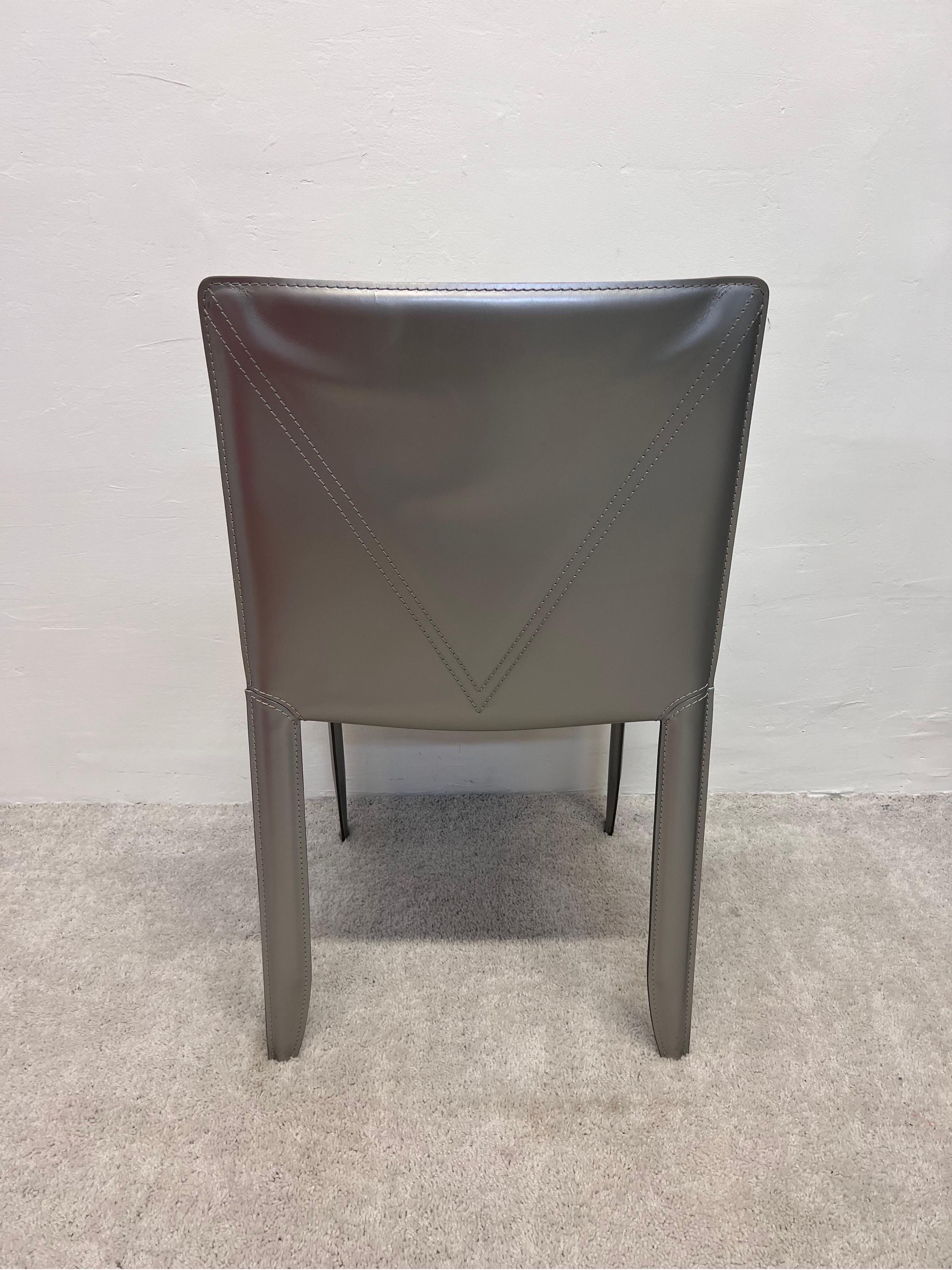 Italian Studio Kronos Metallic Leather Piuma Chairs for Cattelan Italia, Set of Four