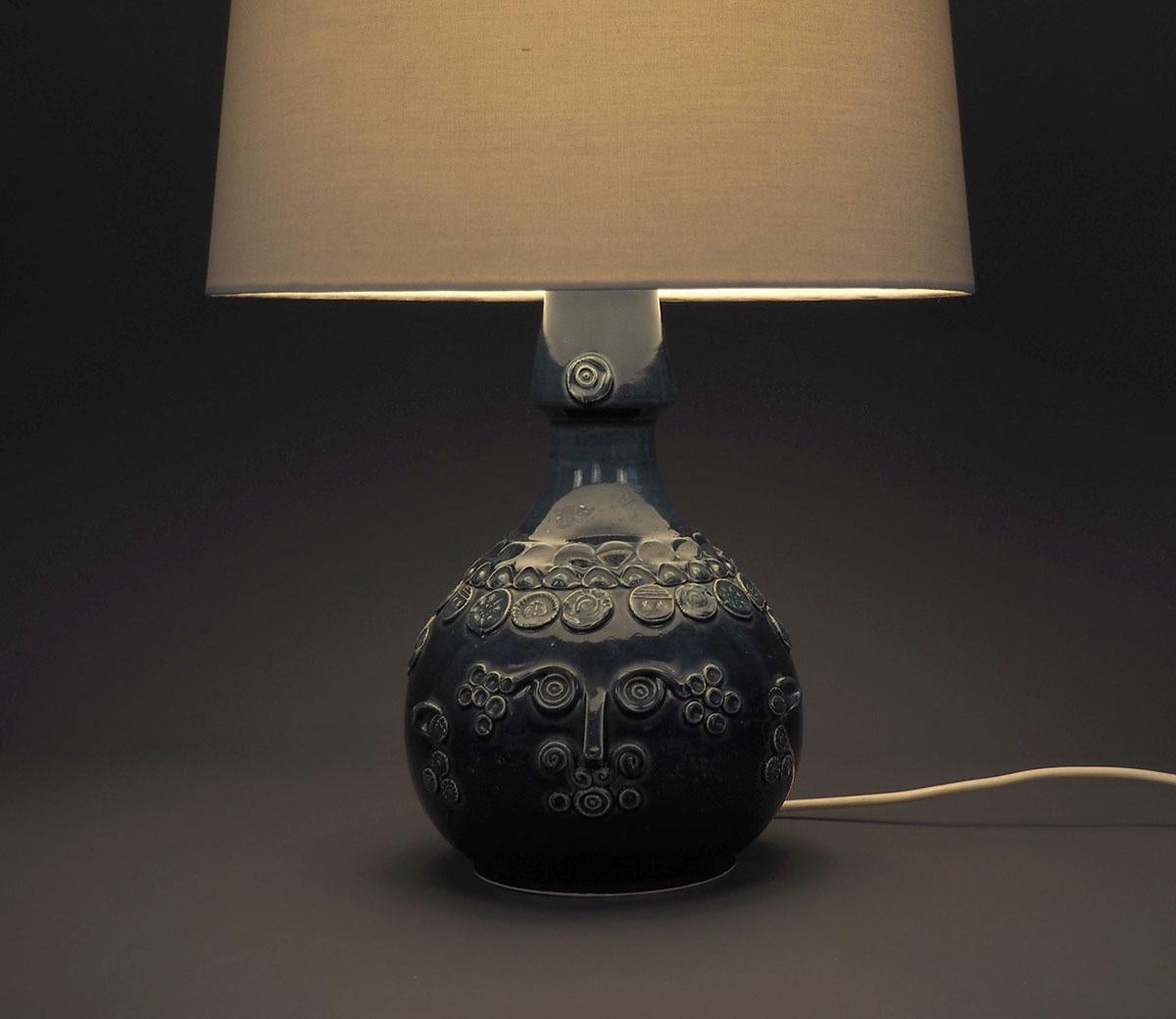 Studio Line Blue Face Table Lamp by Bjørn Wiinblad for Rosenthal, 1960s For Sale 1
