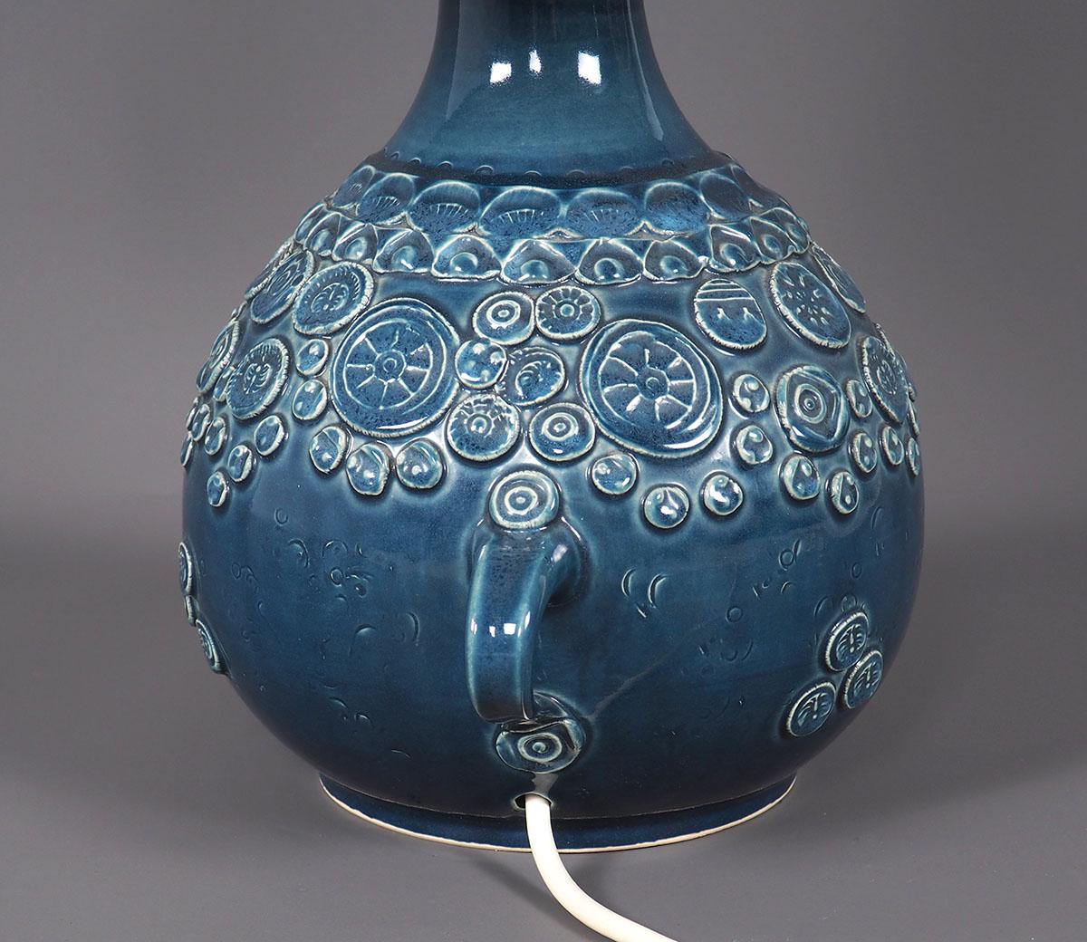 Glazed Studio Line Blue Face Table Lamp by Bjørn Wiinblad for Rosenthal, 1960s For Sale