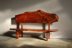 Studio Live-Edge Walnut Bench by Gino Russo, 1970s